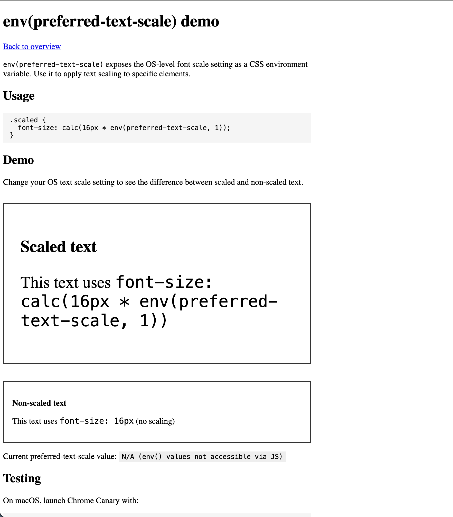 env(preferred-text-scale) is properly applied, and text is scaled