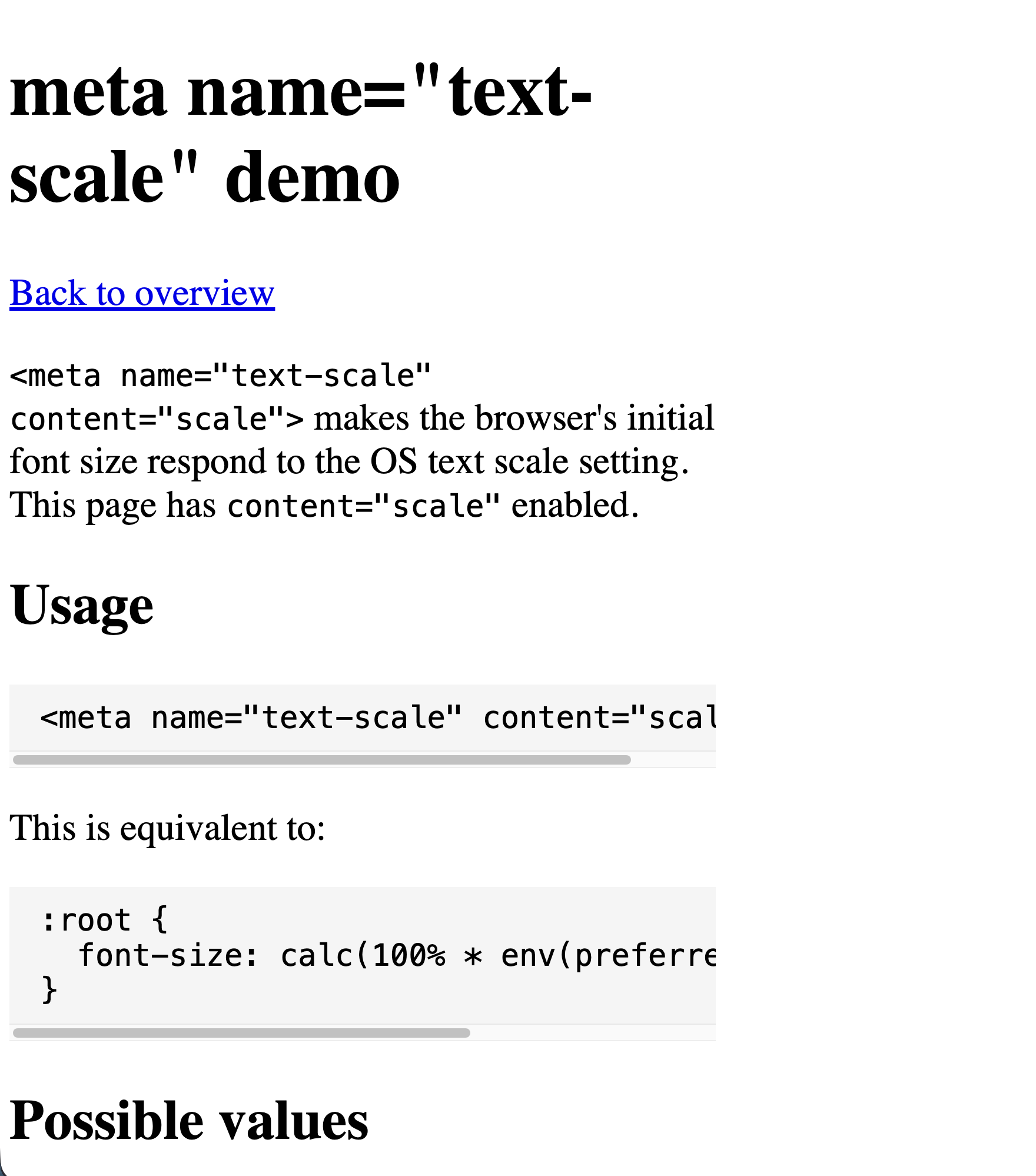 meta name='text-scale' is properly applied, and text is scaled